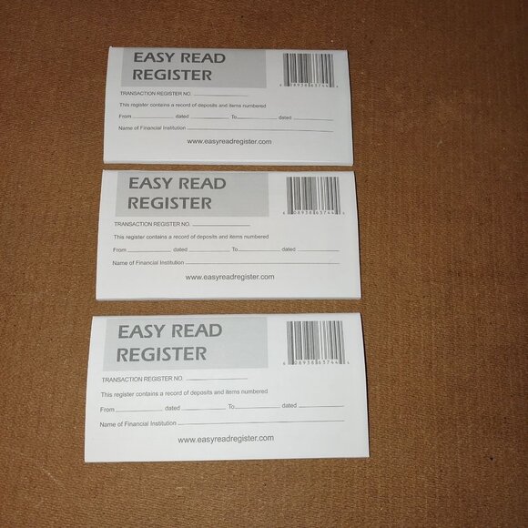 Easy Read Transaction Registers 3-Pack Checkbook Registers For Banking & Budget - Picture 1 of 6